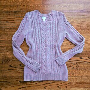 Old Navy cable knit pullover sweater, pink/purple, glitter accents